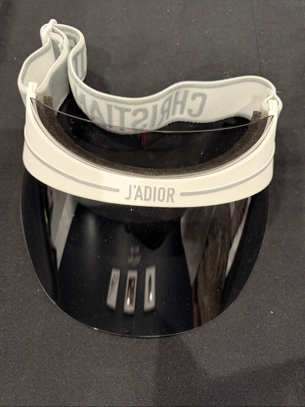 Dior J'Adior Black Shield Visor with White Band